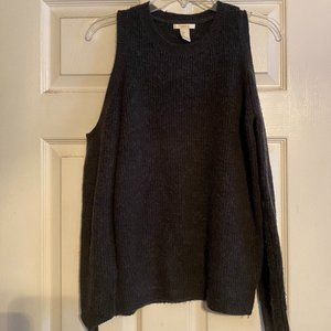 Gray shoulderless sweater